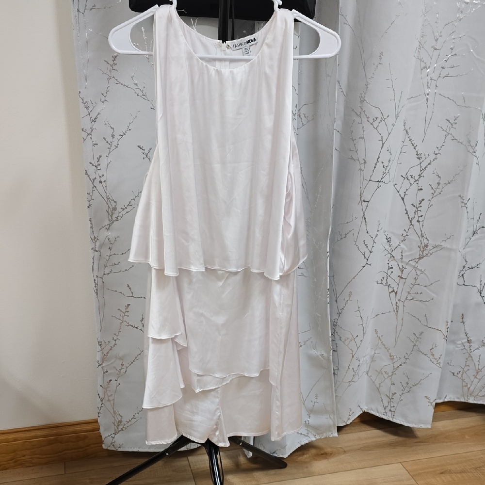 Fashion Nova White Layered Jumpsuit